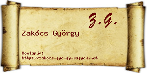 Zakócs György névjegykártya